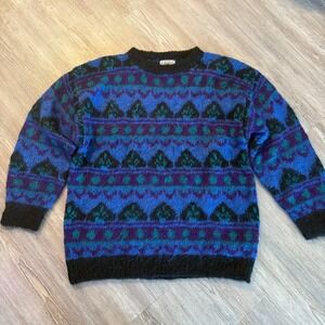 Gallagher Mens Medium Vintage Mohair Geometric‎ Sweater